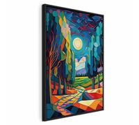 murando - Canvas Wall Art With Black Frame Abstraction 40x60 cm/16"x24" 1 piece AI Non-woven Print Image Framed Artwork Painting Picture Home Decoration Modern - Landscape Night Trees a-B-10073-b-a