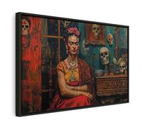 murando - Canvas Wall Art With Black Frame Frida Kahlo 120x80 cm/48"x32" 1 piece Non-woven Print Image Framed Artwork Painting Picture Home Decoration Modern - Woman Mexican Skulls Blue h-H-10051-b-a