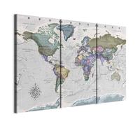 murando Canvas Wall Art World map 120x80 cm / 48"x32" 3 pcs. Large Canvas Prints XXL - Art Deco Pictures for Bedroom Walls - Home Decor Wall Pictures for Living Room Maps International k-A-0380-b-e
