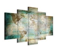 murando Canvas Wall Art World map 225x112.5 cm / 90”x45” 5 pcs Large Canvas Prints XXL - Art Deco Pictures for Bedroom Walls - Home Decor Wall Pictures for Living Room Continents World map Wood
