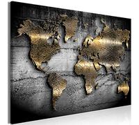 murando - Canvas Wall Art World map 60x40 cm- 1 piece Non-woven Small Canvas Prints - Art Deco Pictures for Bedroom Walls - Home Decor Kitchen Wall Art - map Continents black k-A-0498-b-a
