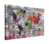 murando Canvas Wall Art World map 60x40 cm/24"x16" 1 pcs Large Canvas Prints XXL - Art Deco Pictures for Bedroom Walls - Home Decor Wall Pictures for Living Room Continent Brick k-C-0115-b-a