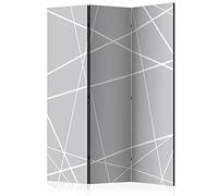 murando Decorative Room Divider Abstract 135x172 cm / 54"x68" Single-Sided Folding Screen 3 Panels Room Partition Non-Woven Canvas Print Opaque Photo Display Geometric Shape grey White a-A-0222-z-b