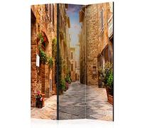 murando Decorative Room Divider Alley Town Mediterranean 135x172 cm / 54"x68" Single-Sided Folding Screen 3 Panels Room Partition Non-Woven Canvas Print Opaque Photo Display d-B-0077-z-b