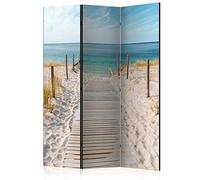 murando Decorative Room Divider Beach Sea 135x172 cm / 54"x68" Single-Sided Folding Screen 3 Panels Room Partition Non-Woven Canvas Print Opaque Photo Display Nature Landscape c-B-0362-z-b