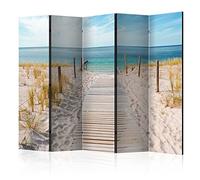 murando Decorative Room Divider Beach Sea 225x172 cm / 89"x68" Single-Sided Folding Screen 5 Panels Room Partition Non-Woven Canvas Print Opaque Photo Display Nature Landscape c-B-0362-z-c