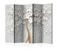 murando Decorative Room Divider Flower Magnolias 225x172 cm / 89"x68" Single-Sided Folding Screen 5 Panels Room Partition Non-Woven Canvas Print Opaque Photo Display Orient White b-B-0475-z-c