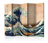 murando Decorative Room Divider Katsushika 225x172 cm / 89"x68" Double-Sided Folding Screen 5 Panels Room Partition Non-Woven Canvas Print Opaque Photo Display - big wave p-B-0009-z-c