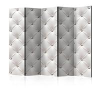 murando Decorative Room Divider Leather 225x172 cm / 89"x68" Single-Sided Folding Screen 5 Panels Room Partition Non-Woven Canvas Print Opaque Photo Display Glamour Abstract White f-B-0039-z-c