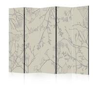 murando Decorative Room Divider Minimalism 225x172 cm / 89"x68" Single-Sided Folding Screen 5 Panels Room Partition Non-Woven Canvas Print Opaque Photo Display Branches Leaves Trees b-A-10441-z-b