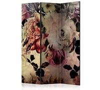 murando Decorative Room Divider Retro Vintage 135x172 cm / 54"x68" Double-Sided Folding Screen 3 Panels Room Partition Non-Woven Canvas Print Opaque Photo Display Flower Roses Nature b-C-0380-z-b