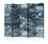 murando Decorative Room Divider Sky 225x172 cm / 89"x68" Double-Sided Folding Screen 5 Panels Room Partition Non-Woven Canvas Print Opaque Photo Display Abstract clouds Nature White c-C-0256-z-c