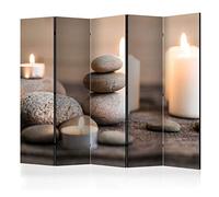 murando Decorative Room Divider Stones 225x172 cm / 89"x68" Double-Sided Folding Screen 5 Panels Room Partition Non-Woven Canvas Print Opaque Photo Display Zen p-B-0030-z-c