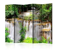 murando Decorative Room Divider Waterfall 225x172 cm / 89"x68" Double-Sided Folding Screen 5 Panels Room Partition Non-Woven Canvas Print Opaque Photo Display Nature tropical Jungle c-A-0131-z-c