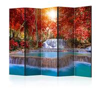 murando Decorative Room Divider Waterfall 225x172 cm / 89"x68" Double-Sided Folding Screen 5 Panels Room Partition Non-Woven Canvas Print Opaque Photo Display Nature tropical Jungle c-B-0120-z-c