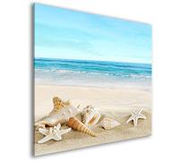 murando Glass Splashback for Kitchen Backsplash Cooker Protector | Tempered Glass Decorative Wall Art Panel Heat Resistant Graphic 60x60 cm / 24"x24" Sea and Beach Landscape Shellfish