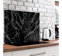 murando Glass Splashback for Kitchen Backsplash Cooker Protector Tempered Glass Decorative Wall Art Panel Heat Resistant Graphic 80x60 cm / 32"x24" Marble Stone black white f-B-0284-aq-e