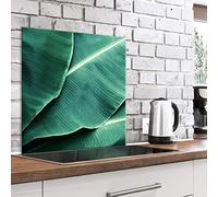 murando Glass Splashback for Kitchen Backsplash Cooker Protector Tempered Glass Decorative Wall Art Panel Heat Resistant Graphic 60x60 cm / 24"x24" Plants Leaves Banana Nature Tropical b-B-0449-aq-a
