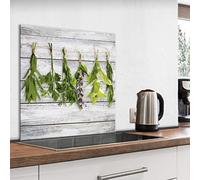 murando Glass Splashback for Kitchen Backsplash Cooker Protector Tempered Glass Decorative Wall Art Panel Heat Resistant Graphic 60x60 cm / 24"x24" Herbal Wood Plants j-C-0076-aq-a