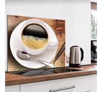 murando Glass Splashback for Kitchen Backsplash Cooker Protector Tempered Glass Decorative Wall Art Panel Heat Resistant Graphic 60x60cm/23.6x23.6" Coffee j-C-0087-aq-e