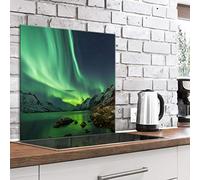 murando Glass Splashback for Kitchen Backsplash Cooker Protector Tempered Glass Decorative Wall Art Panel Heat Resistant Graphic 60x60 cm / 24"x24" Aurora Panorama Island c-B-0516-aq-a