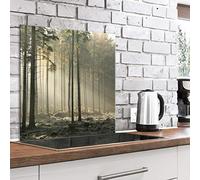 murando Glass Splashback for Kitchen Backsplash Cooker Protector Tempered Glass Decorative Wall Art Panel Heat Resistant Graphic 80x80 cm / 32"x32" Landscape Forest Nature c-B-0509-aq-a
