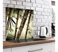 murando Glass Splashback for Kitchen Backsplash Cooker Protector Tempered Glass Decorative Wall Art Panel Heat Resistant Graphic 80x80 cm / 32"x32" Bamboo Nature b-B-0463-aq-a