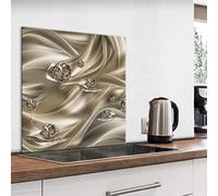 murando Glass Splashback for Kitchen Backsplash Cooker Protector Tempered Glass Decorative Wall Art Panel Heat Resistant Graphic 60x60 cm / 24"x24" Abstract Wave n-A-0993-aq-a