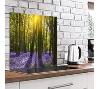 murando Glass Splashback for Kitchen Backsplash Cooker Protector Tempered Glass Decorative Wall Art Panel Heat Resistant Graphic 60x60 cm / 24"x24" Forest Trees green Nature c-B-0494-aq-a