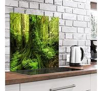 murando Glass Splashback for Kitchen Backsplash Cooker Protector Tempered Glass Decorative Wall Art Panel Heat Resistant Graphic 80x80 cm / 32"x32" Forest Trees green Nature b-B-0426-aq-a