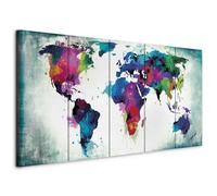 murando - Hand-Textured Canvas Wall Art 225x90 cm/88.6"x 35.4" Canvas Print with Acrylic Gel Texture - Artwork Painting Picture Photo Home Decoration 5 pieces Continent World map k-A-0247-b-p