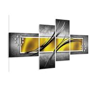 murando - Hand-Textured Canvas Wall Art Abstract 200x92 cm / 78.7”x36.2” Canvas Print with Acrylic Gel Texture - Artwork Painting Picture Photo Home Decoration 4 pieces grey yellow a-A-0526-b-p