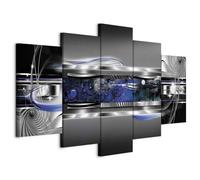 murando - Hand-Textured Canvas Wall Art Abstract 5 pieces - Canvas Print with Acrylic Gel Texture - Painting Modern Art Photo Wall Decoration Effect 3D silver blue black