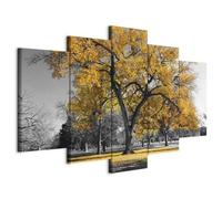 murando - Hand-Textured Canvas Wall Art Tree 200x100 cm /78.8"x39.4" Canvas Prints 5 pieces Image Framed Painting Modern Art Photo Wall Decoration Trees Nature black white yellow c-B-0445-b-o