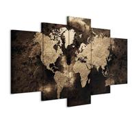 murando - Hand-Textured Canvas Wall Art World map Canvas Print with Acrylic Gel Texture - Painting Modern Art Photo Wall Decoration 5 pieces World Map Continent Abstract Concrete