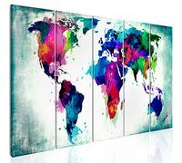murando Handart Canvas Wall Art 225x90 cm/88.6"x 35.4" Non-woven Canvas Prints Image Framed Artwork Painting Picture Photo Home Decoration 5 pieces Continent World map k-A-0247-b-p