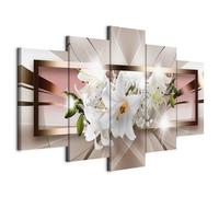 murando Handart Canvas Wall Art Flowers Lily 225x112.5 cm/88.6"x44.3" Canvas Prints Image Framed Painting Modern Art Photo Wall Decoration 5 pieces beige b-A-0364-b-m