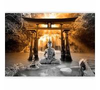 murando Photo Wallpaper Buddha 147x105 cm Peel and Stick Self-Adhesive Foil Print Wall Mural Waterfall Nature Orient Zen p-A-0033-a-c