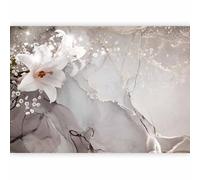 murando Photo Wallpaper Flowers Lily 294x210 cm Peel and Stick | Self-Adhesive Foil Print Wall Mural 3D Effect Bokeh Grey