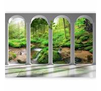 murando Photo Wallpaper Forest 350x256 cm Non-Woven Premium Art Print Fleece Wall Mural Decoration Poster Picture Design Modern Nature Tree Green Architecture Column c-C-0187-a-a