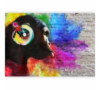 murando Photo Wallpaper Graffiti Monkey 300x210 cm Non-Woven Premium Art Print Fleece Wall Mural Decoration Poster Picture Design Modern Animals Chimp Music g-A-0236-a-a