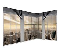 murando Photo Wallpaper New York City 539x250 cm / 212" x 98" Peel and Stick Self-Adhesive Corner Foil Print Wall Mural Angle Wallpaper Window View Skyline Panorama NY USA Skyscraper c-A-0074-a-e