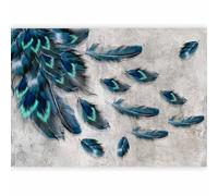 murando Photo Wallpaper Peacock Feather 490x350 Peel and Stick Self-Adhesive Foil Print Wall Mural Abstract Nature Concrete Look Colorful Blue n-C-0358-a-a