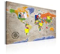 murando - Pin Board World Map 120x80 cm/48"x32" 1 piece Cork Board On Non-Woven Material XXL Memo Notice Board Pins Included Vision Board Images Pictures Home Decor Wall - Travel Gift k-A-0133-v-a
