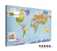 murando - Pin Board World Map 120x80 cm/48"x32" 1 piece Non-Woven Material XXL Memo Notice Board Pins Included Vision Images Pictures Home Decor Wall - Travel Gift k-A-0135-v-a