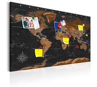 murando - Pin Board World Map 90x60 cm/36"x24" 1 piece Cork Board On Non-Woven Material XXL Memo Notice Board Pins Included Vision Board Images Pictures Home Decor Wall - French Version k-A-0298-v-a