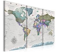 murando Pinboard World Map 120x80 cm / 47,2x31,5" 3 pcs Cork Board & Canvas Print On Non-woven Material XXL Memoboard Noticeboard Message Board Image Picture Home Decor Wall k-A-0380-p-e