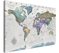 murando Pinboard World Map 90x60 cm/35,4x23,6" 1 pc Cork Board & Canvas Print On Non-woven Material XXL Memoboard Noticeboard Message Board Image Picture Home Decor Wall grau k-A-0380-p-a