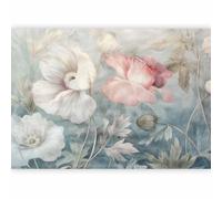 murando - Premium Wallpaper Retro 150x105 cm / 60"x42" Non-Woven Premium Art Print Fleece Wall Mural Decoration Poster Picture Design Modern - Garden Plants Flowers Leaves Blue b-H-10091-a-a