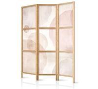 murando Room divider Abstraction 135x172cm /54"x68" 3 pieces Non-Woven Canvas Single-Sided Folding Screen Privacy Wood Pattern Design Handmade Home Office Japan Shapes Beige Minimalism a-A-10251-bh-a